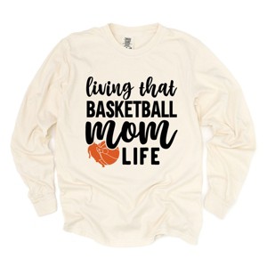 Simply Sage Market Women's Basketball Mom Life Long Sleeve Garment Dyed Tee - 1 of 4