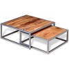 vidaXL Coffee Table Set of 2 Brown Solid acacia wood, steel Medium - 2 of 4