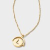 14K Gold Dipped Crystal and Mother of Pearl Circle Spinner Initial Necklace - A New Day™ - 4 of 4