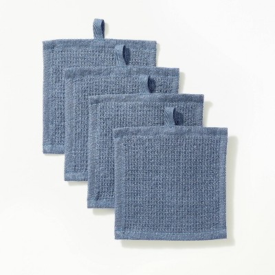 Set of 4 Dish Cloths Hand Towels Sky Blue Waffle Cotton HAY Twist Danish  Denmark