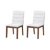 Homy Casa Set of 2 Upholstered Dining Chairs with Solid Wood Frame and Padded Back, Walnut & Light Gray - 2 of 4