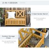 Wooden Outdoor Storage Bench 2-Person Backyard Patio Bench with Louvered Side Panels & Wood Build - 4 of 4