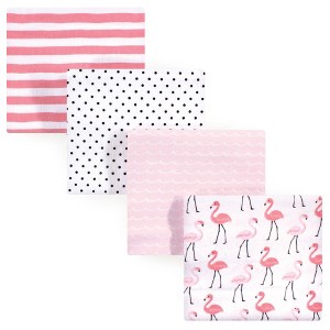 Hudson Baby Infant Girl Cotton Flannel Receiving Blankets, Flamingos, One Size - 1 of 2