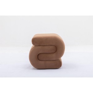 COWLOWN S-Shape Velvet Ottoman Makeup Stool Footstool, 250LBS Capacity, No-Assembly, Anti-Slip for Living Room/Bedroom/Sofa Side - 1 of 4