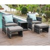 Sunsitt 5pc Outdoor Conversation Chair and Ottoman Set with Coffee Table White - 2 of 4