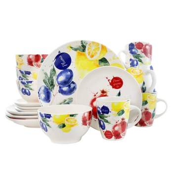 16pc Ceramic Fruit Basket Dinnerware Set - Elama