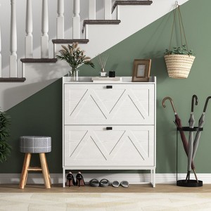 Hommoo 12 Pair Flip Down Shoe Storage White - 1 of 4