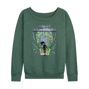 Women's - Edward Scissorhands -  Lightweight French Terry Wide Neck Long Sleeve Shirt - 1 of 4