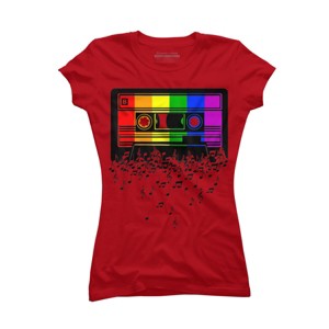 Adult Design By Humans Pride Rainbow Flag Music Note Cassette By Avocato T-Shirt - 1 of 3