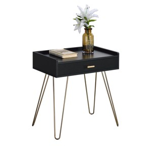 Syemin End Tables Wood Storage End Table Nightstand with Shelf Sofa Storage Side Table Bedside Tables for Small Space, Black, 22"*14"*24" - 1 of 4