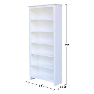 Elegant Transitional White Solid Wood Adjustable Shaker Bookshelf