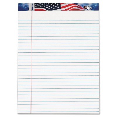 TOPS American Pride Writing Pad Legal/Wide 8 1/2 x 11 3/4 White 50 Sheets Dozen 75111