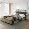 FURNIinspire Beds Queen Size Bed Frame, Modern Simple Metal Platform Bed with Charging Station, Easy Assembly, Grey, 88.58"*83.66"*41.34" - 4 of 4