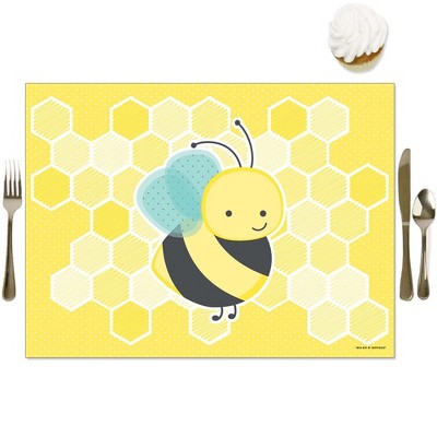 Big Dot of Happiness Honey Bee - Party Table Decorations - Baby Shower or Birthday Party Placemats - Set of 16