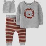 Carter's Just One You®️ Baby Boys' 3pc Lion Sweater & Bottom Set - Gray