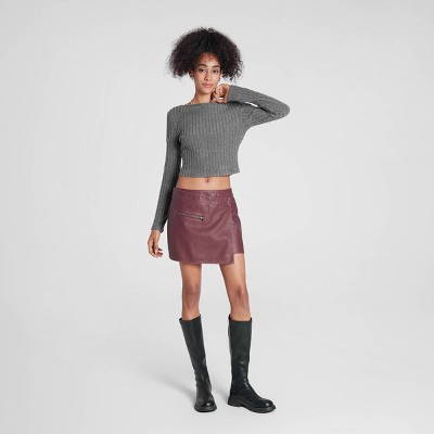 Women's Faux Leather Mini Wrap Skirt - Wild Fable™