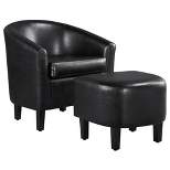 Yaheetech Faux Leather Accent Arm Chair Barrel Chair with Ottoman for Living Room Black