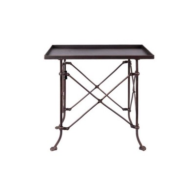 Rustic Bronze-Finish Metal Accent Table with Claw Feet
