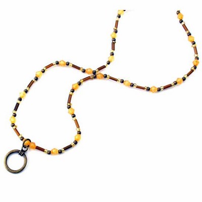 Eyeglass Necklace Calabria EC-5-E Eye Catcher Hang Loop 20"In Gold Brown Yellow