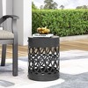 Osparple Iron Cut Design Outdoor End Tables, Modern Cylindrical Patio End Table, Outdoor Side Table with Overlapping Circle Pattern - 2 of 4