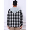 INSPIRE CHIC Men's Fleece Lining Drawstring Hooded Plaid Shirt Jacket - 3 of 4