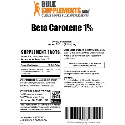 BulkSupplements Beta Carotene 1% Powder