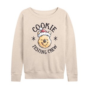 Women's - Winnie the Pooh - Christmas Cookie Testing Crew Lightweight French Terry Wide Neck Long Sleeve Shirt - 1 of 4