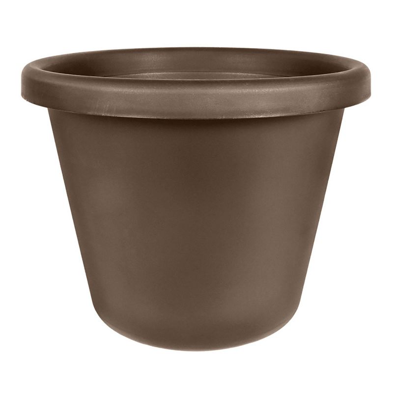 The HC Companies 24 Inch Classic Durable Plastic Flower Pot Container Garden Planter with Molded Rim and Drainage Holes, Chocolate Brown (12 Pack), 2 of 7