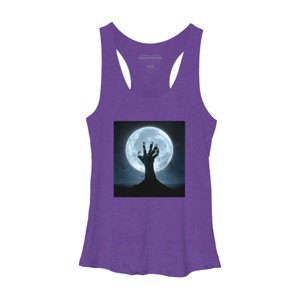 Women's Design By Humans Halloween! Zombie Hand Reaching from Grave T-Shirt By EBCD Racerback Tank Top - 1 of 3