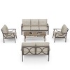HeynemoOutdoor Patio Furniture Set, 5 Piece Patio Conversation Set with Fire Table and Ottomans, Metal Furniture Set for Porch Backyard Garden - 3 of 4