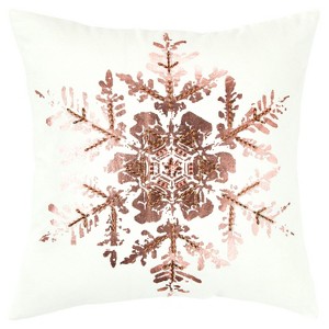 Snowflake Decorative Filled Oversize Square Throw Pillow Copper - Rizzy Home, Brown