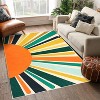 Colorful Machine Washable Area Rug, Non-Slip Indoor Carpet for Living Room, Bedroom, Modern Minimalist Front Door Mat with Sun Accent Design. - 2 of 4