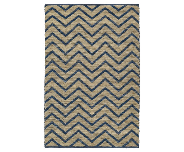 5'X7'6" Navy Chevron Loomed Area Rug - Addison Rugs