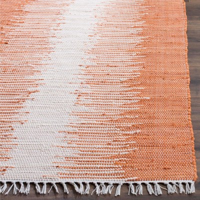 Coastal Charm Orange Stripe Hand-Woven Cotton Area Rug - 59"x8"