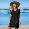 Women's Ivory/Khaki/Green/Blue Notched Neck Short Sleeve Cover-Up Dress - Cupshe - 4 of 4