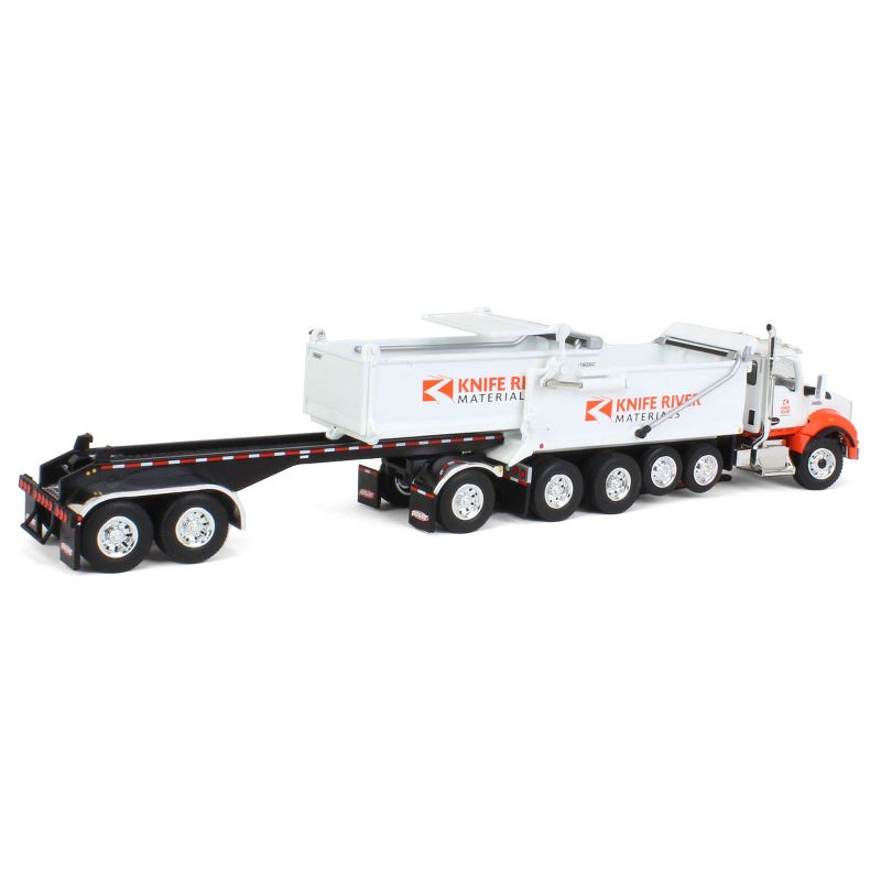 First Gear DCP 1/64 Kenworth T880 Dump w/ Dolly & Rogue Tandem Dump Trailer, Knife River, 2021 Natl Toy Truck 'N Construction 69-1068, 3 of 7