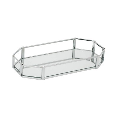 Octangular Chrome and Glass Vanity Bathroom Tray