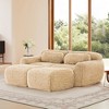 80.3 inch Light Khaki Plush Fabric Sectional Sofa with Throw Pillows and 2 Ottomans 32D High Density Sponge - 2 of 4