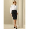 Hobemty Women's Wear to Work Elastic High Waist Pleated Bodycon Midi Skirts - 2 of 4