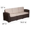 Flash Furniture Chocolate Brown Faux Rattan Sofa with All-Weather Beige Cushions - 4 of 4