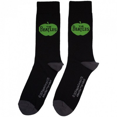 Mens Beatles Green Apple on Black Ankle Socks