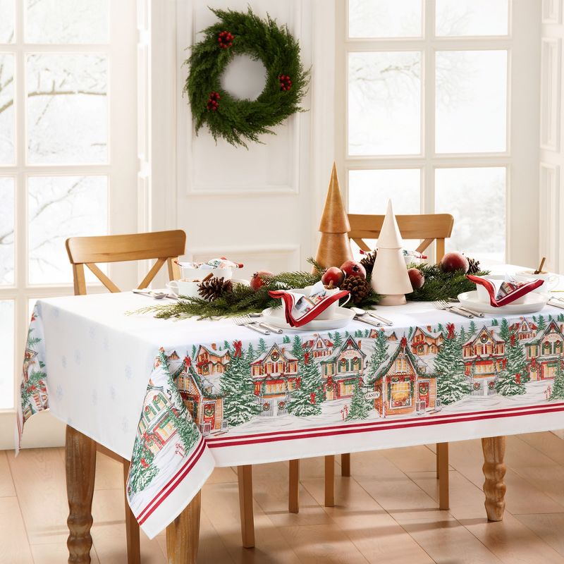 Storybook Christmas Village Holiday Tablecloth - Elrene Home Fashions, 1 of 4