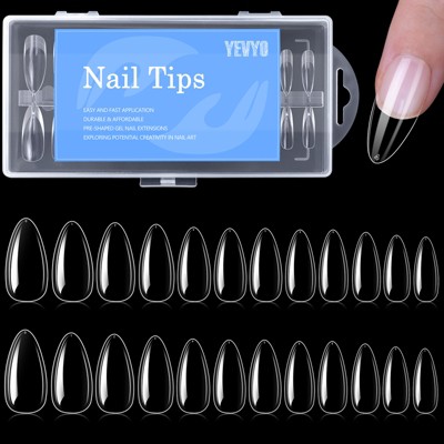 YEVYO Almond Nail Tips Full Cover On Fake Nails - 240 PCS