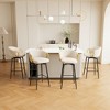 Lirago Set of 4 Beige Velvet Swivel Bar Stools-30" Modern High Back Chairs with Black Accents for Home & Commercial Use - 2 of 4