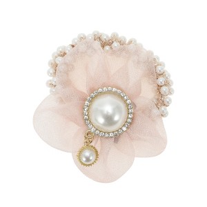 Unique Bargains Floral Rhinestone Faux Pearl Scrunchies 1 Pc - 1 of 4
