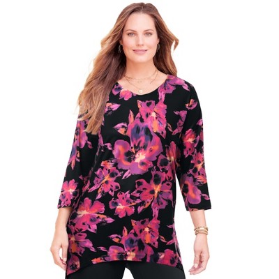 black watercolor floral