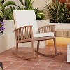 Okak Premium Acacia Patio Rocking Chair Boho Outdoor Accent Chair,1 Pc,Upholstered Leisure Chair for Porch,Backyard&Garden,Brown - 3 of 4