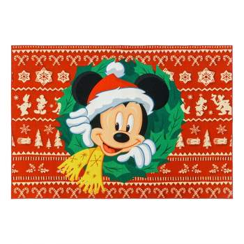Mickey Mouse Wreath 54"x78" Area Kids' Rug Red