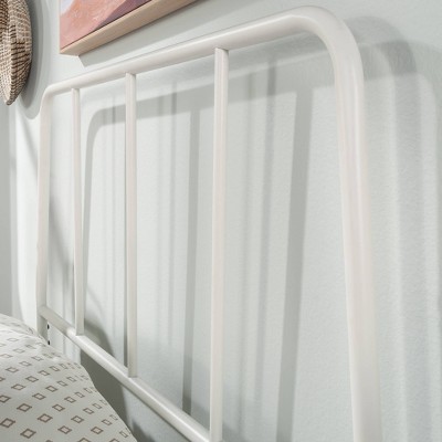 White Twin Metal Platform Bed with Headboard and Drawer