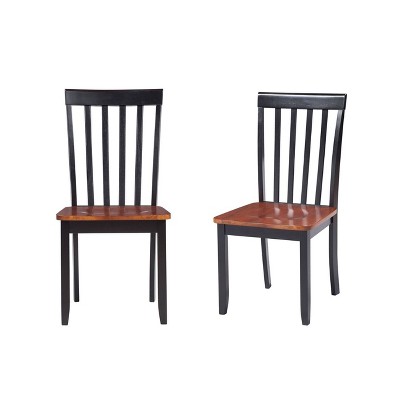 Black and Cherry Wood Transitional Side Chair Set